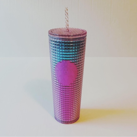 Starbucks 2021 Gradient Ombre Pink and Blue Grid Tumbler - Picture 1 of 4